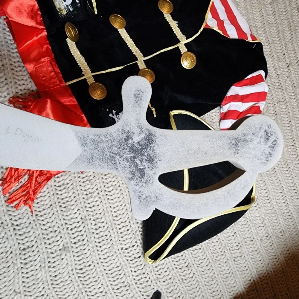 Halloween Pirate Costume Shirt Hat Sword Melissa and Doug, Homemade 